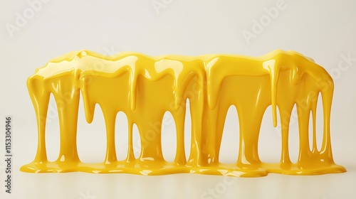 A golden crown of thorns with instruments on a white surface, featuring honey, cream, and a drop of liquid, creating a sweet and dental-themed dessert model photo