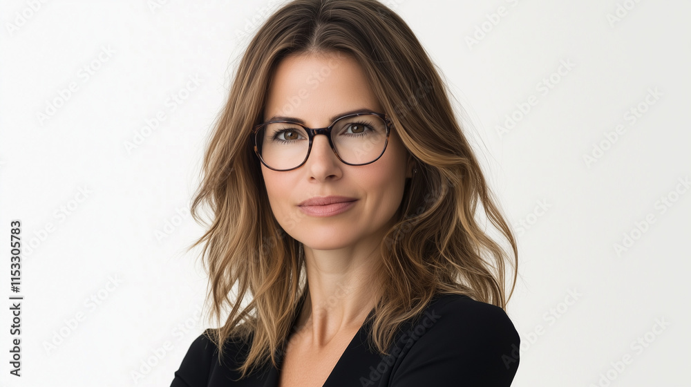 Professional Portrait of a Confident Stylish Businesswoman in Formal Attire Isolated on White Background