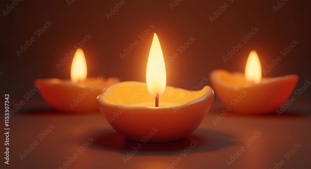 Serene Candlelight: Three Illuminated Vessels in Gentle Glow Serene Candlelight: Three Illuminated Vessels in Gentle Glow