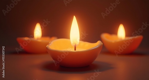 Serene Candlelight: Three Illuminated Vessels in Gentle Glow