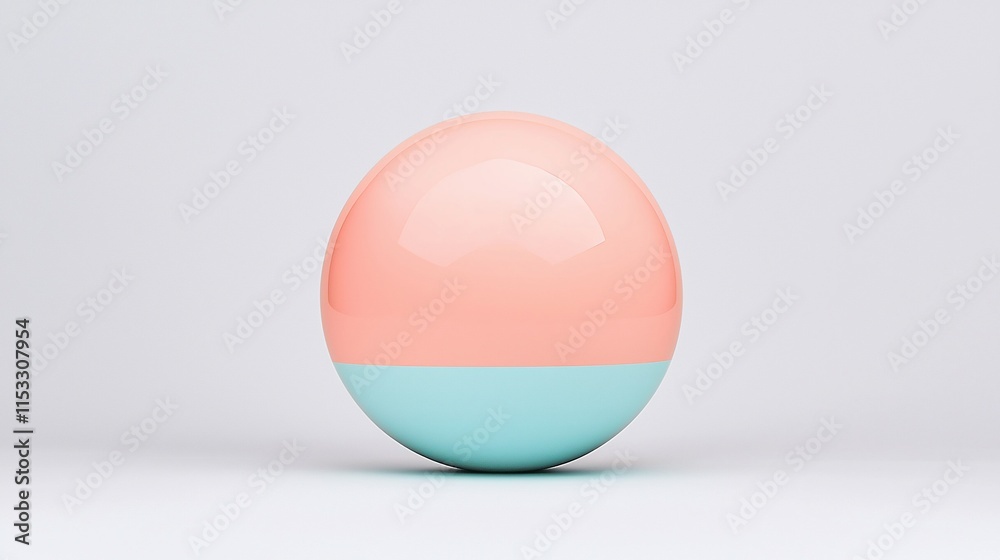 Pastel pink and blue sphere on white background. Pastel pink and blue sphere on white background.