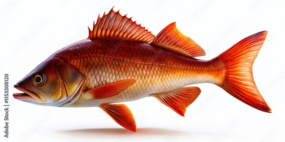 Fototapeta premium Raw Redfish Silhouette, Isolated White Background - Seafood Stock Photo
