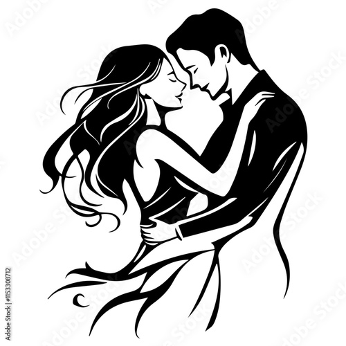 Silhouette of Lovers Kissing – Wedding & Romance Theme