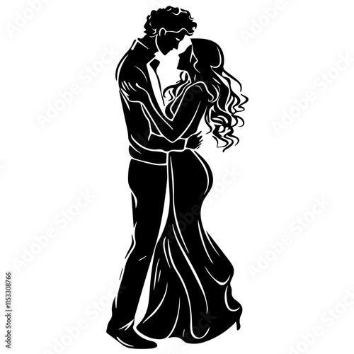 Silhouette of Lovers Kissing – Wedding & Romance Theme