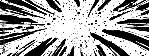 Dynamic vintage woodcut illustration showcasing an ink splatter pattern with striking detail