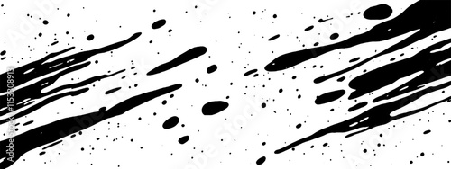 Vintage woodcut illustration featuring dynamic ink splatter patterns across a white background