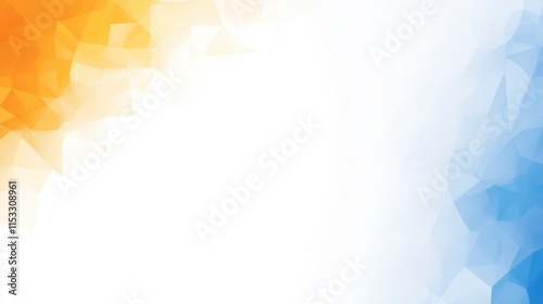 Abstract geometric background with orange and blue triangles.