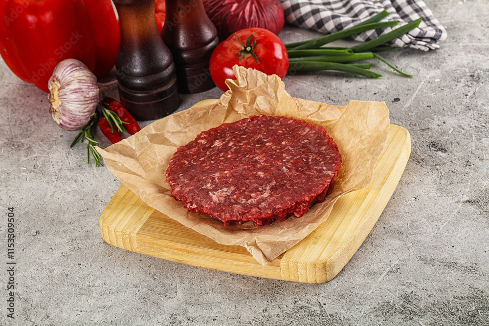 Raw beef burger cutlet minced meat Raw beef burger cutlet minced meat