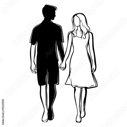 Elegant Couple Silhouette for Valentine's Day Designs