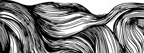 Swirls of fabric folds captured in a vintage woodcut illustration