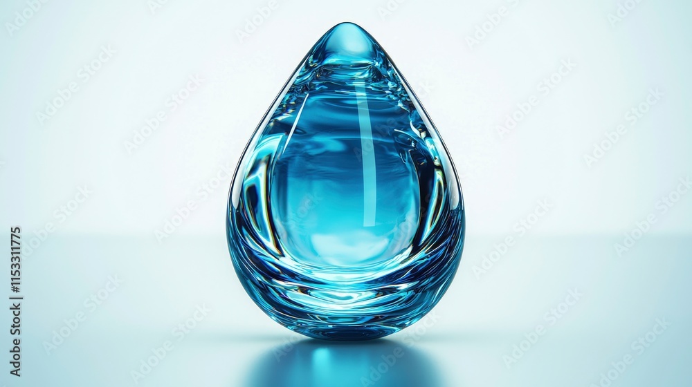 A pristine blue water droplet symbolizes purity and hydration. Ideal for water purification, bottled water, or skincare product advertisements. A pristine blue water droplet symbolizes purity and hydration. Ideal for water purification, bottled water, or skincare product advertisements.