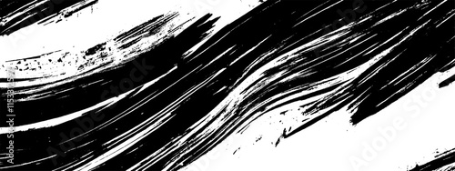 Vintage woodcut texture illustration displaying messy paint strokes in black and white