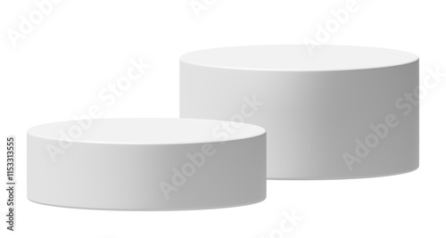 PNG White podium isolated on transparent background. Empty product presentation pedestal display stand.