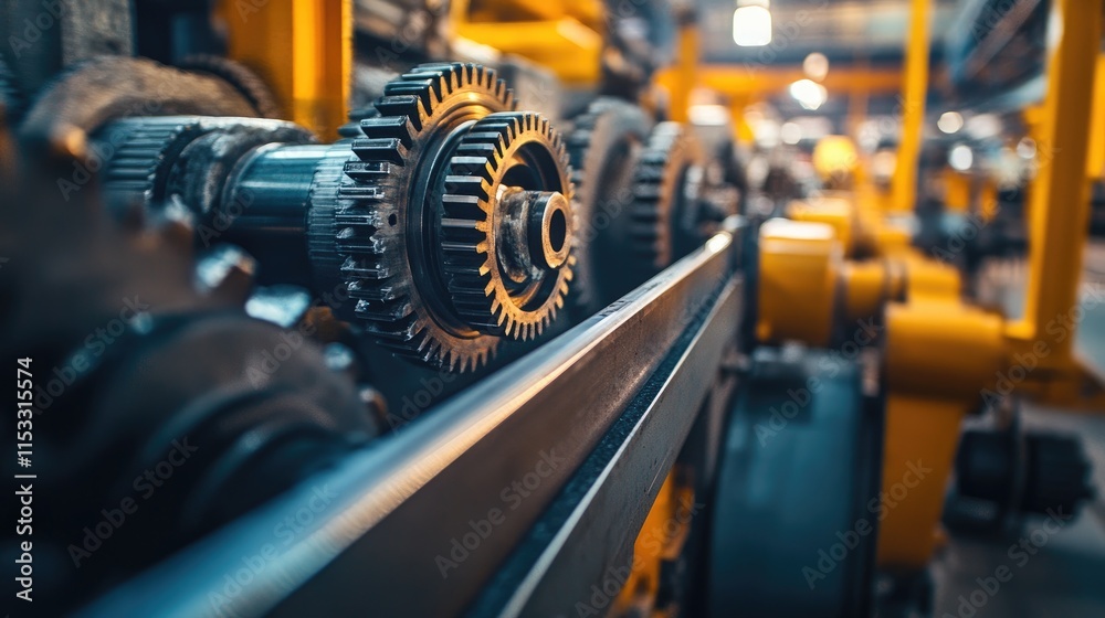 A detailed view of an industrial mill with large rotating gears and machinery, illustrating the complex processes of industrial production. A detailed view of an industrial mill with large rotating gears and machinery, illustrating the complex processes of industrial production.