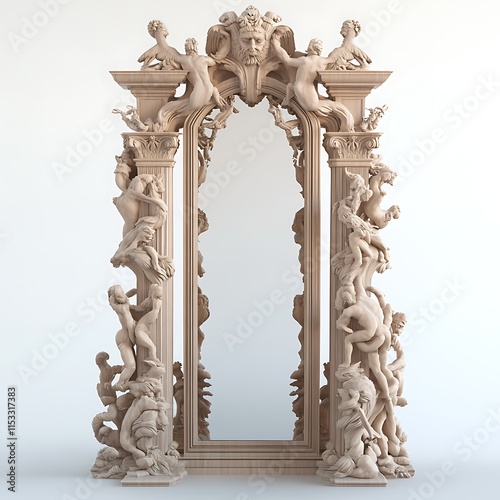 Intricate Archway Sculpture Featuring Classical Figures
