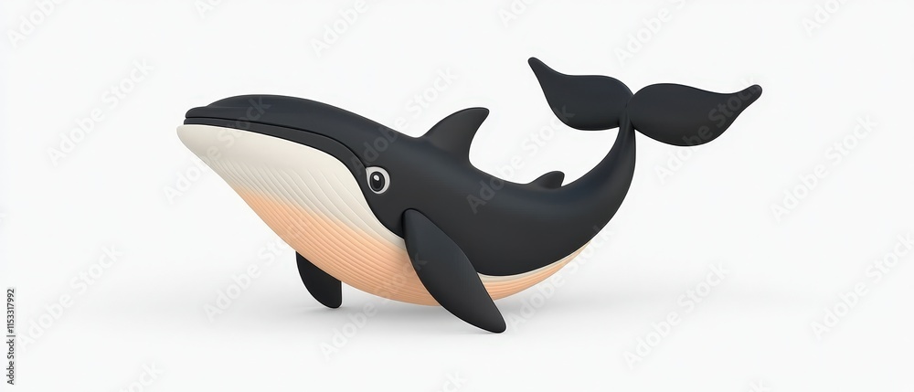 Fototapeta premium Adorable Cartoon Whale 3D Render Ocean Animal Marine Life Clipart