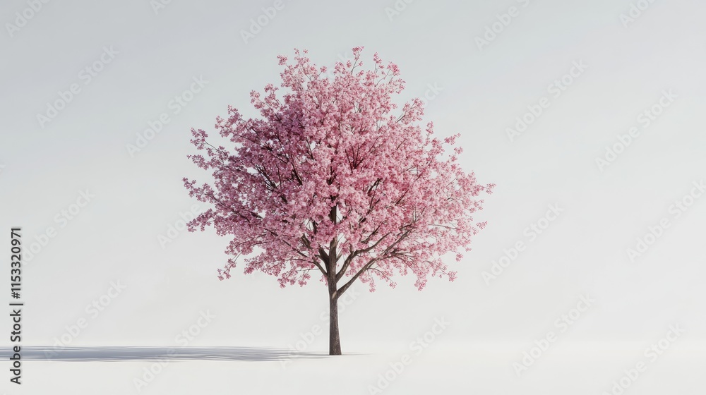 A sakura tree with blooming pink flowers, placed against a simple white background, highlighting the natural elegance and beauty of cherry blossoms. A sakura tree with blooming pink flowers, placed against a simple white background, highlighting the natural elegance and beauty of cherry blossoms.