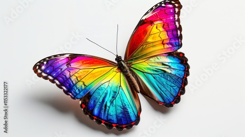 A colorful butterfly with wings that look like a rainbow. photo