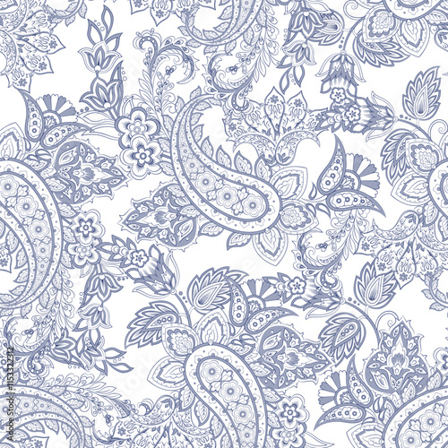 Vintage floral background. Damask paisley seamless vector pattern