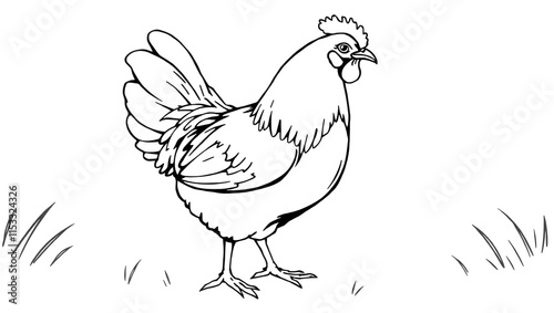 black and white chicken picture used for coloring