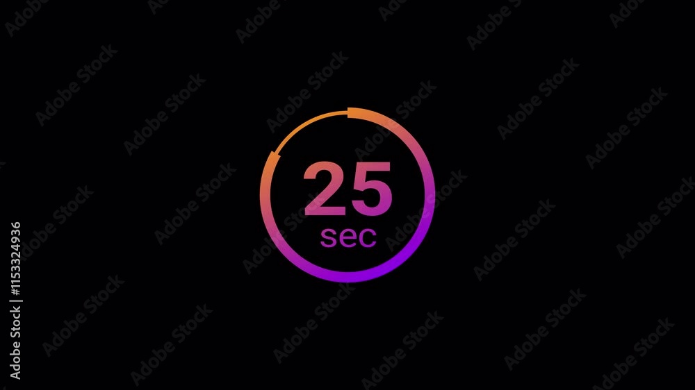  30 second countdown timer animation from 30 seconds to 0 seconds with alpha channel , 30 second countdown timer on a transparent background.