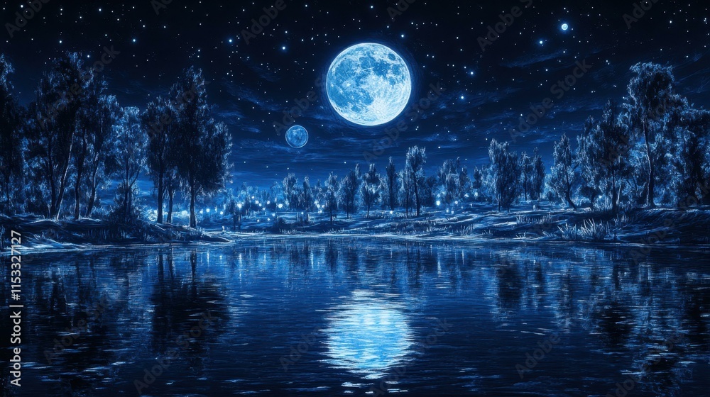 Ethereal moonlit nights Tranquil night in moon's presence Ethereal moonlit nights Tranquil night in moon's presence