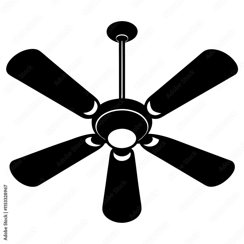 Ceiling fan silhouette vector illustration on white background
Ceiling fan silhouette vector illustration on white background