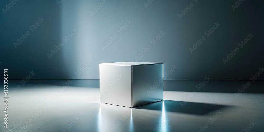 Fototapeta premium Minimalist cube in a futuristic environment, space, visual style , space, visual style , modern