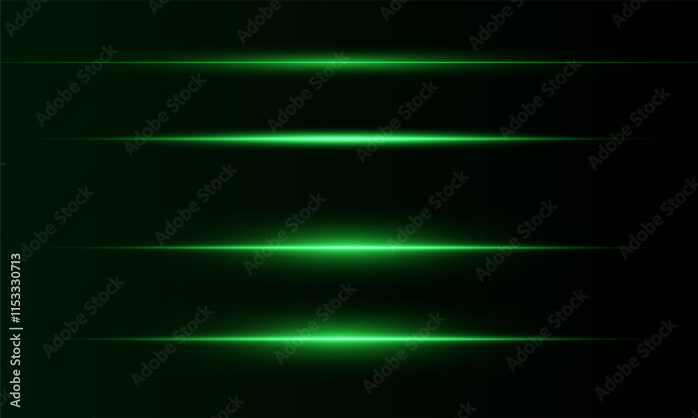 Green line light effect. Golden glowing neon lines. The green glow of dust and glare. Flash of light. gold dust bokeh. Gold confetti shimmers on a dark background.	
