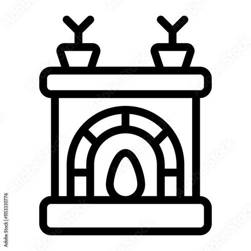 Fireplace Line Icon