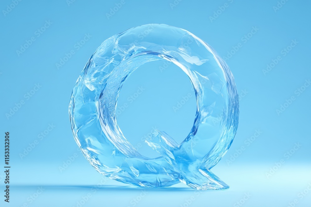 A large, clear Q made out of ice A large, clear Q made out of ice
