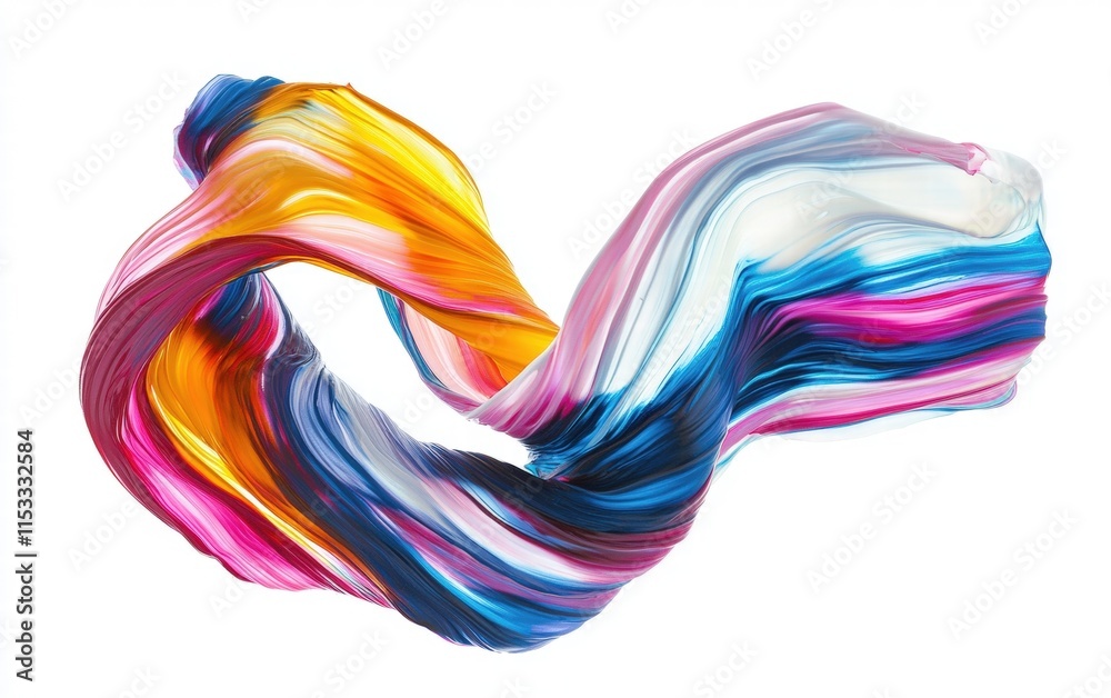Obraz premium A dynamic twister of multicolored paint, swirling and blending seamlessly on a crisp white background