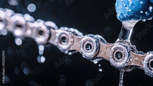 Close Up of Bicycle Chain Being Lubricated photo