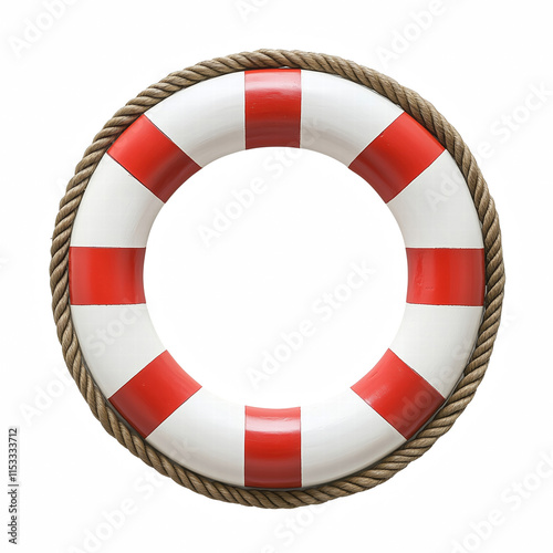 white red lifebuoy isolated on transparent background Generative Ai.