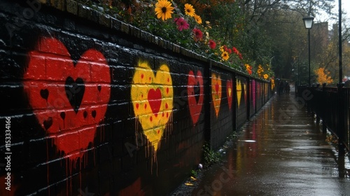 Edgy urban graffiti art Artistic expression breaking through monotony