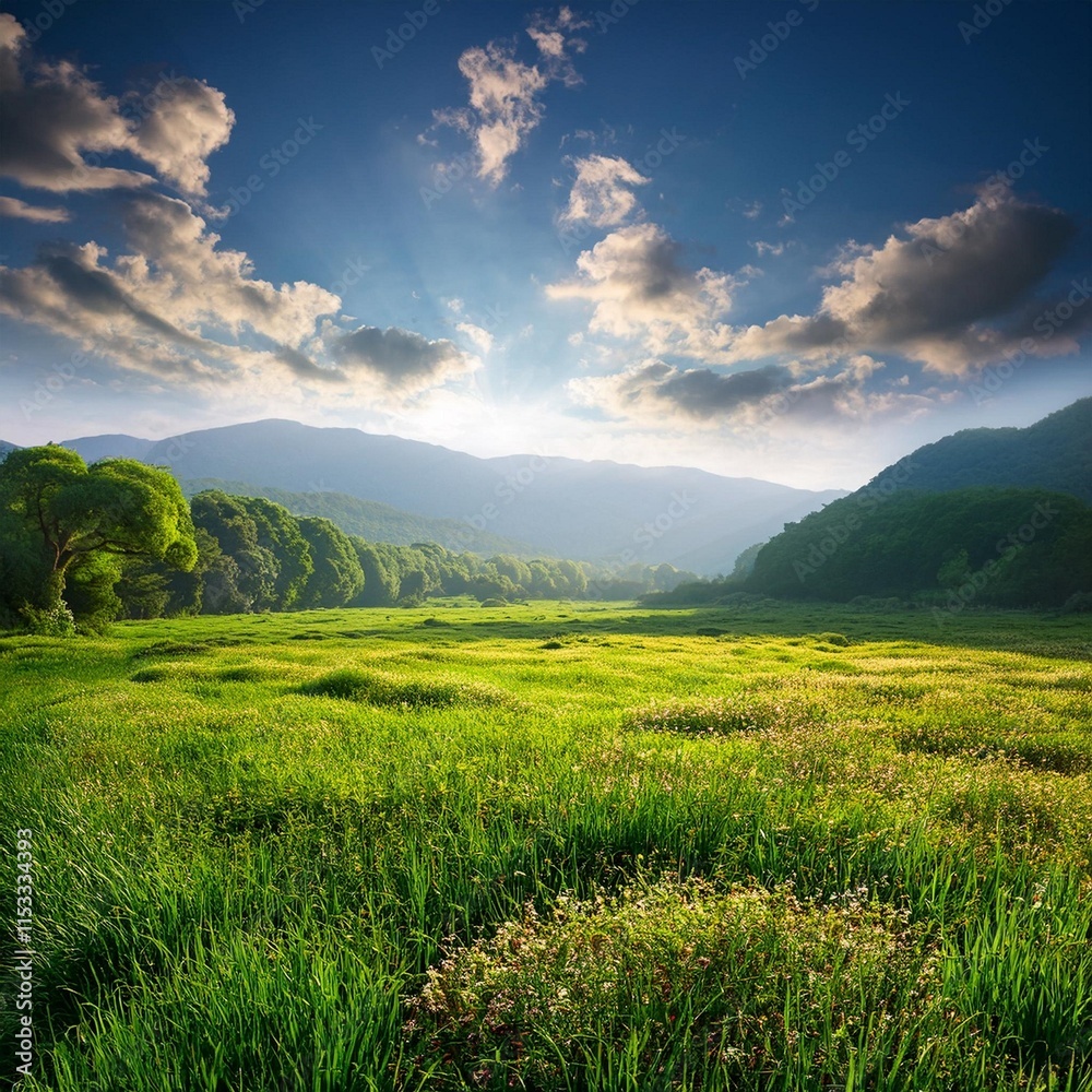 Fototapeta premium Natural environment The field full of greenery is an extraordinary environment