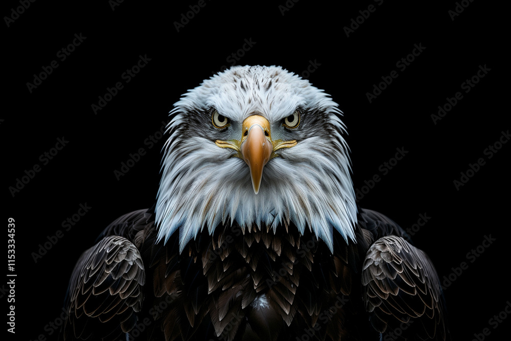 Obraz premium Bald Eagle isolated on black background with clipping path. Generative AI