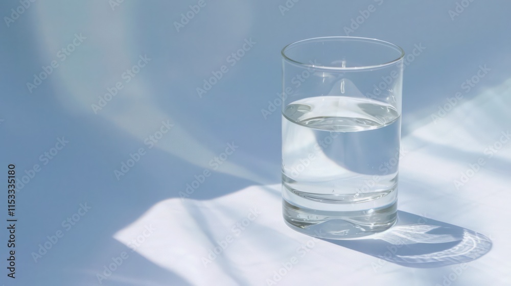 water glass on soft white table lighting and shadow copy space clean and clear liquid cool for drink water glass on soft white table lighting and shadow copy space clean and clear liquid cool for drink