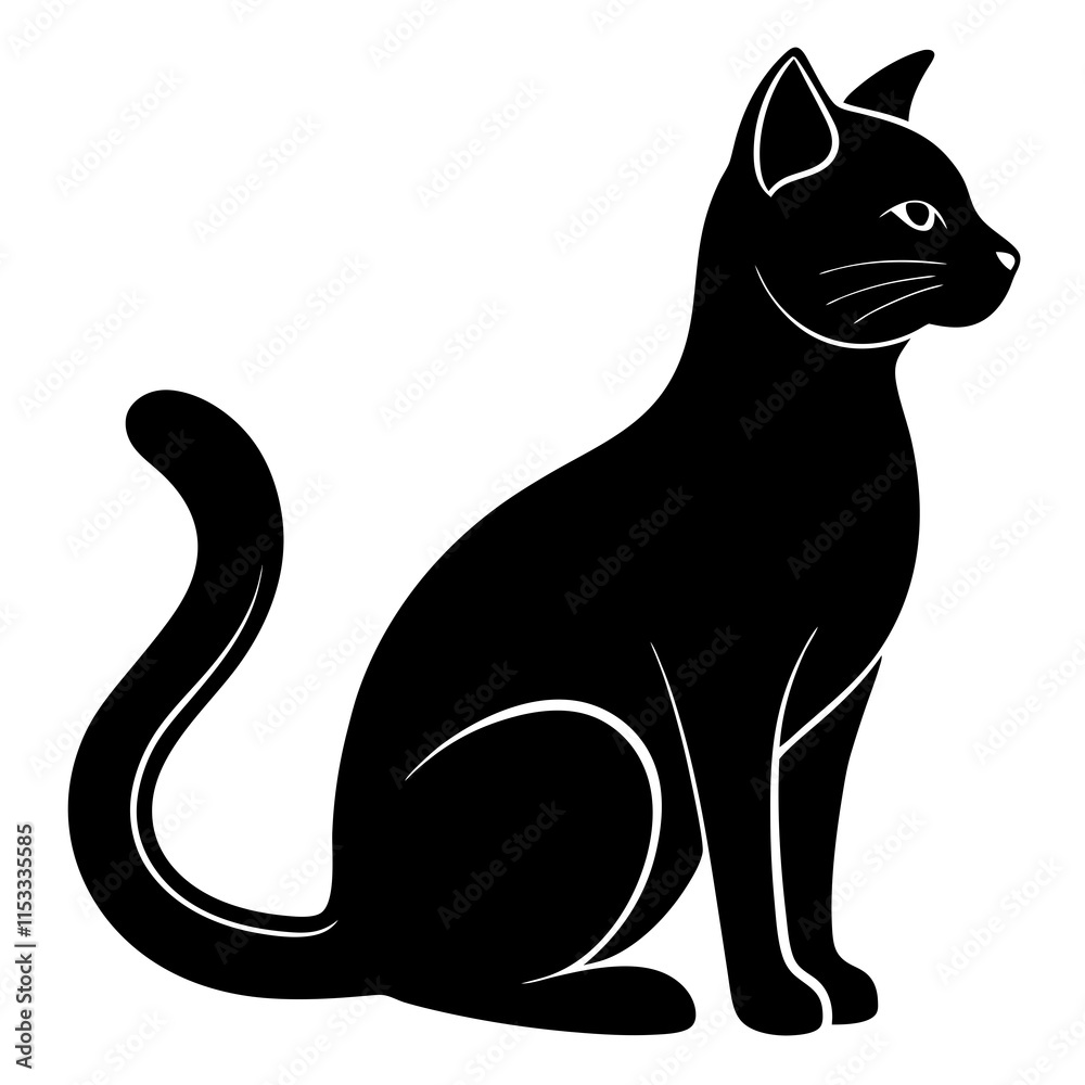 Black cat silhouette vector on white background. Black cat silhouette vector on white background.