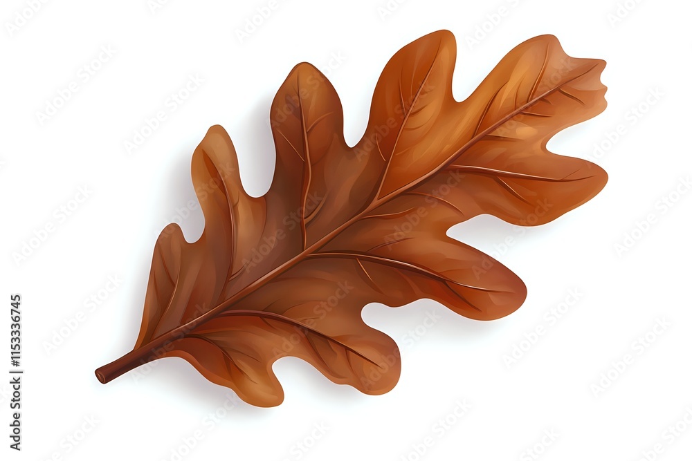 Obraz premium Autumn Oak Leaf: Brown, Dried Leaf Details, Close-Up View, Natural Texture, Crisp Fall Colors, Magnificent Botanical Specimen, Stunning Fall Foliage, Vibrant Hues, Nature's Beauty, Detailed 