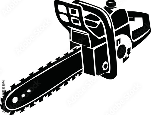 Chainsaw on white background. Lumberjack tool. Woodcutter saw sign. flat style.