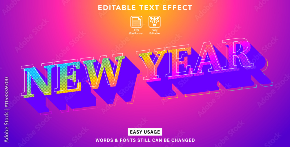 Fototapeta premium Editable text effect new year 2025 style