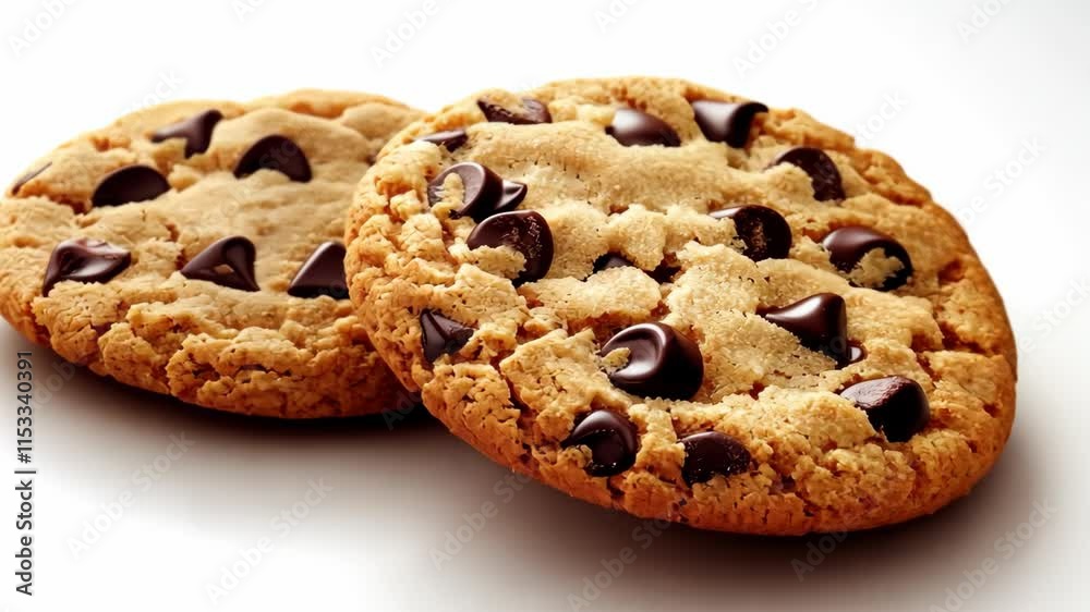 Warm chocolate chip cookies fresh out of the oven served on a bright white background Warm chocolate chip cookies fresh out of the oven served on a bright white background