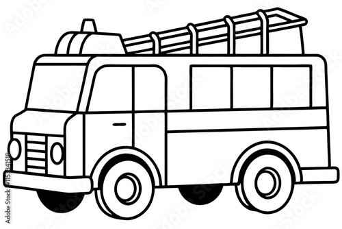 Fire Truck Line Drawing vector illustration 