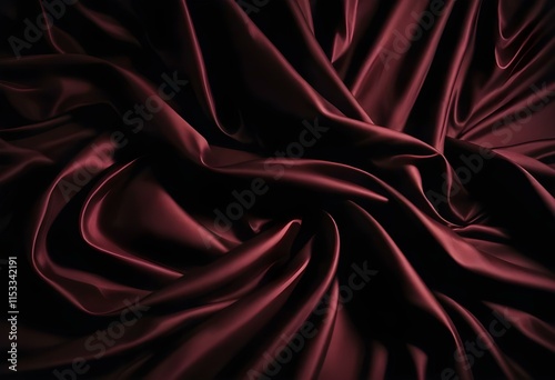 Elegant Black and Burgundy Satin Background Luxurious Silky Drapery with Shimmer photo