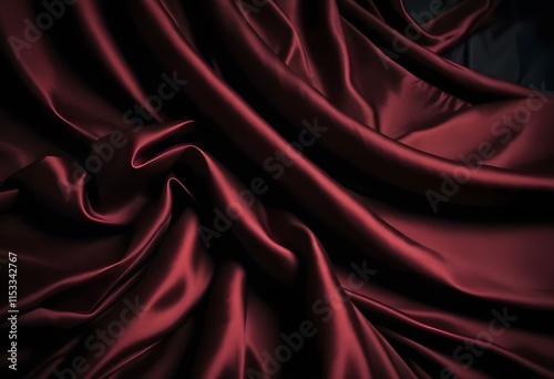 Elegant Black and Burgundy Satin Background Luxurious Silky Drapery with Shimmer photo