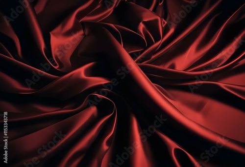 Elegant Black and Burgundy Satin Background Luxurious Silky Drapery with Shimmer photo