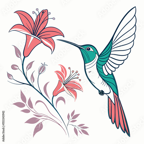 illustration of a bird with flowers