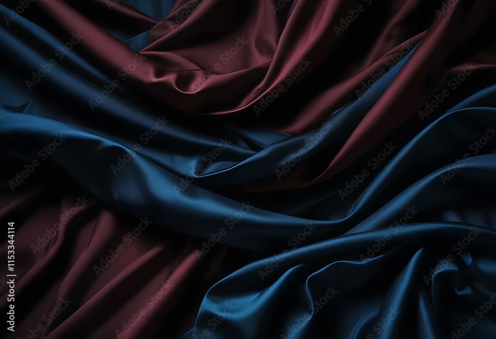 Obraz premium Elegant Black and Burgundy Satin Background Luxurious Silky Drapery with Shimmer
