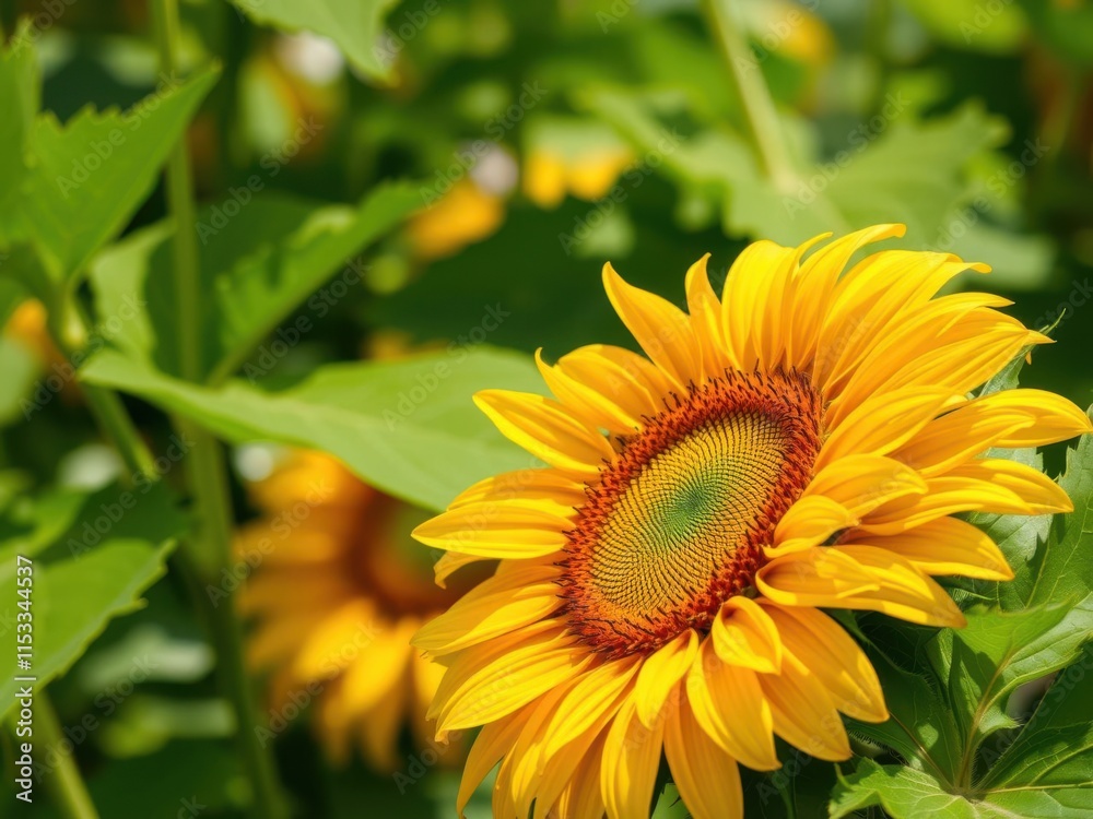 Vibrant Sunflower Bloom in Green Field Under Bright Sunlight Captured in Stunning Detail Showcasing Nature's Beauty and Colorful Petals in Full Glory Vibrant Sunflower Bloom in Green Field Under Bright Sunlight Captured in Stunning Detail Showcasing Nature's Beauty and Colorful Petals in Full Glory